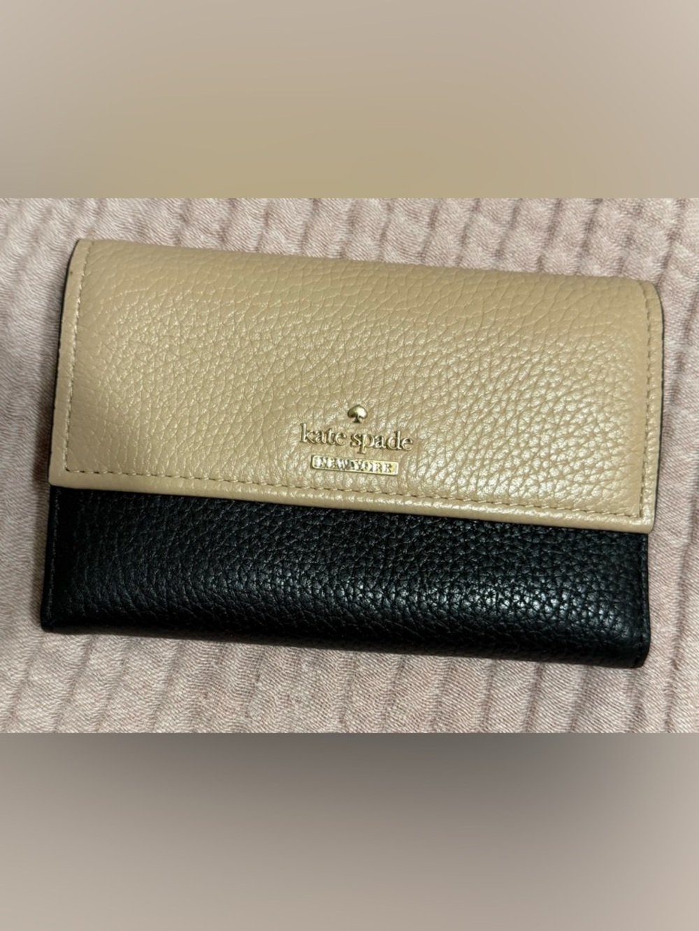 kate spade Two-Tone Beige and Black Leather Wallet